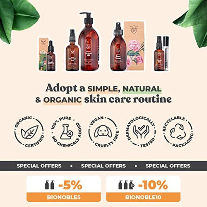 Organic Castor Oil 50Ml - 100% Pure, Natural and Cold Pressed - Lashes, Eyebrows, Body, Hair, Beard, Nails - Vegan and Cruelty Free - Glass Bottle + Pipette + Pump