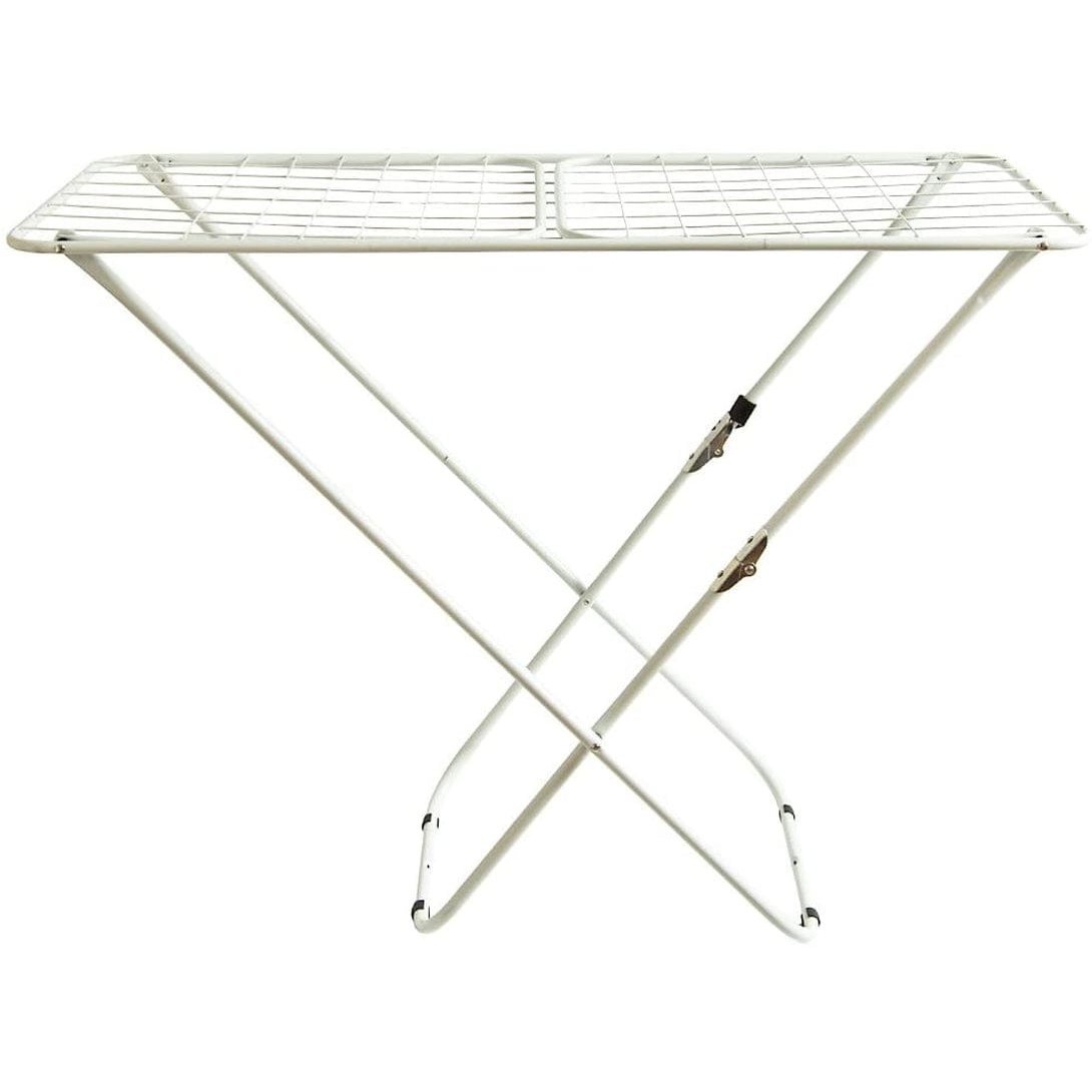 Winged Folding Clothes Airer, Metal, White Clear Store