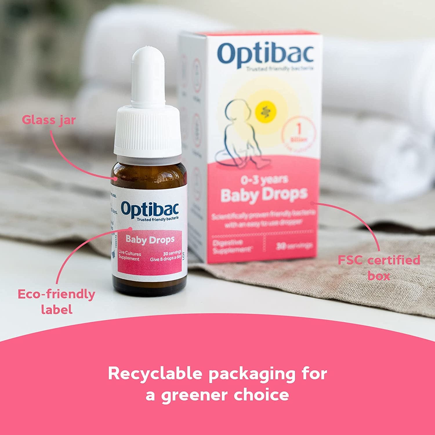 Optibac Probiotics Baby Drops, Vegan Digestive Probiotic Supplement for Newborns, Babies & Infants with 1 Billion Bacterial Cultures - 30  Supply Clear Store