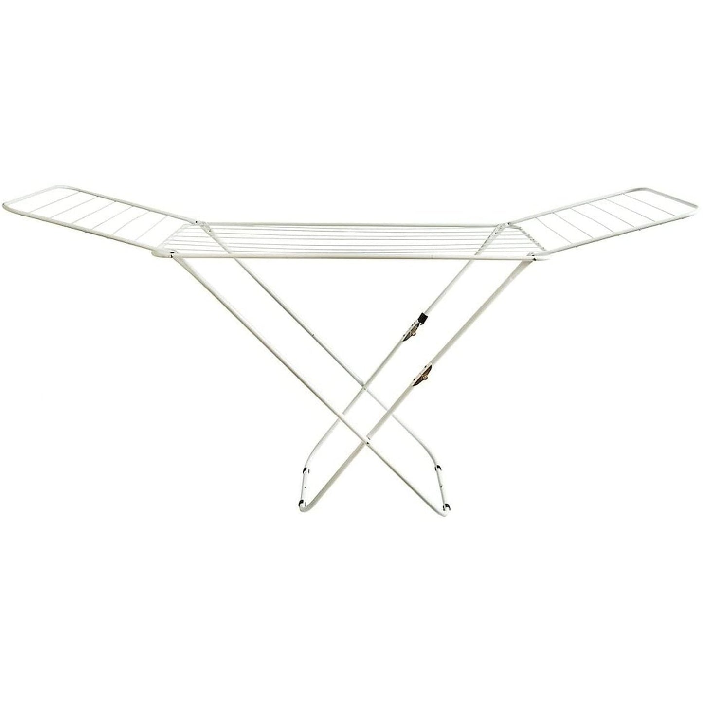 Winged Folding Clothes Airer, Metal, White Clear Store