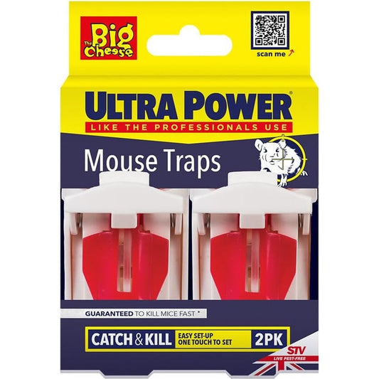 Ultra Power Mouse Trap (Twin Pack) - Mouse Killer, Mouse Traps for Indoors and Outdoors, White