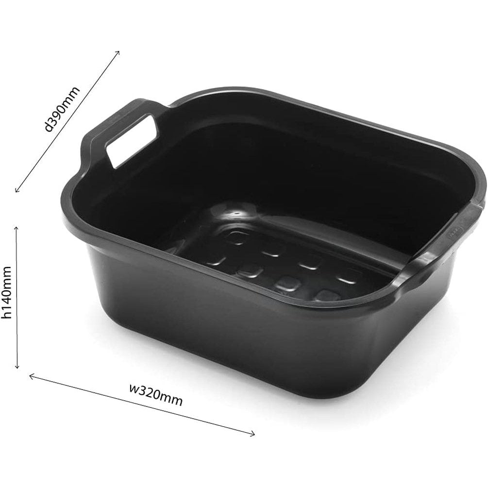 Eco Made from 100% Recycled Plastic Washing up Bowl with Twin Handle, 10 Litre, Eco Recycled Black Clear Store