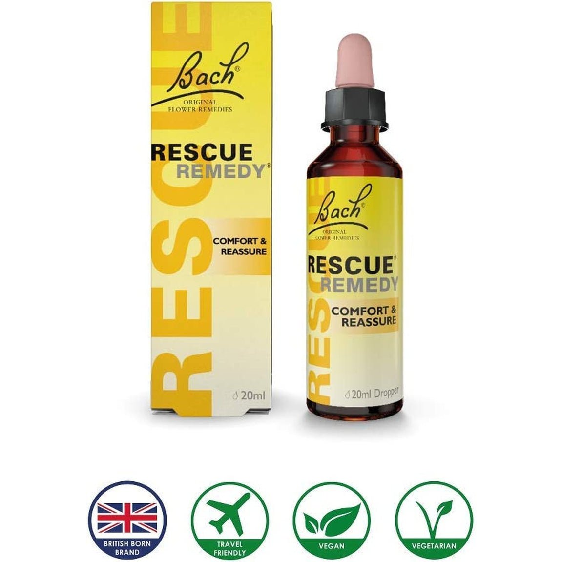 Bach Rescue Remedy 1 Dropper, Comfort and Reassure, Easy to Use 20ml Clear Store