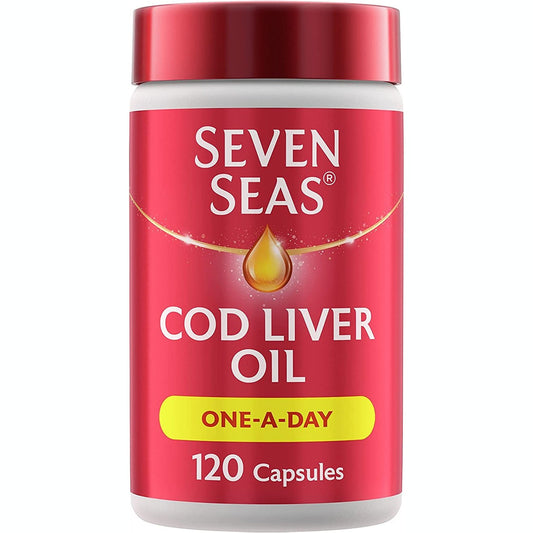 Cod Liver Oil Tablets with Omega-3, Fish Oil, One a Day, 4 Months Supply (120 Capsules), EPA & DHA, with High Strength Vitamin D & A