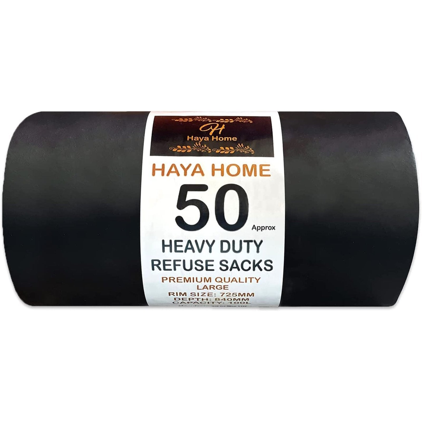 Black Plastic  Bin Bags, 50 Heavy Duty Bin Liners, Refuse Sacks Clear Store