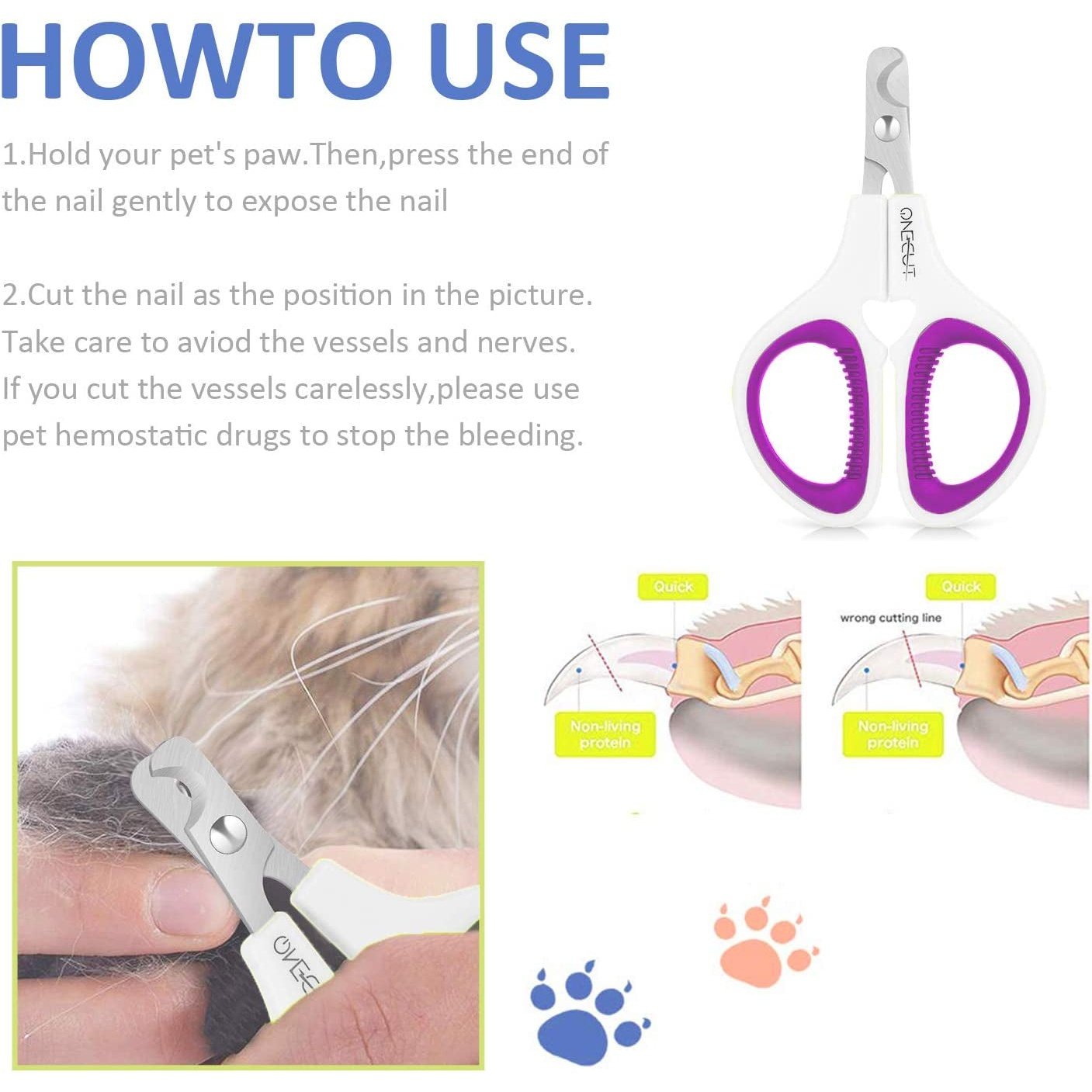 Pet Nail Clippers,Professional Pet Nail Clippers for Cats & Dogs (Purple) Clear Store