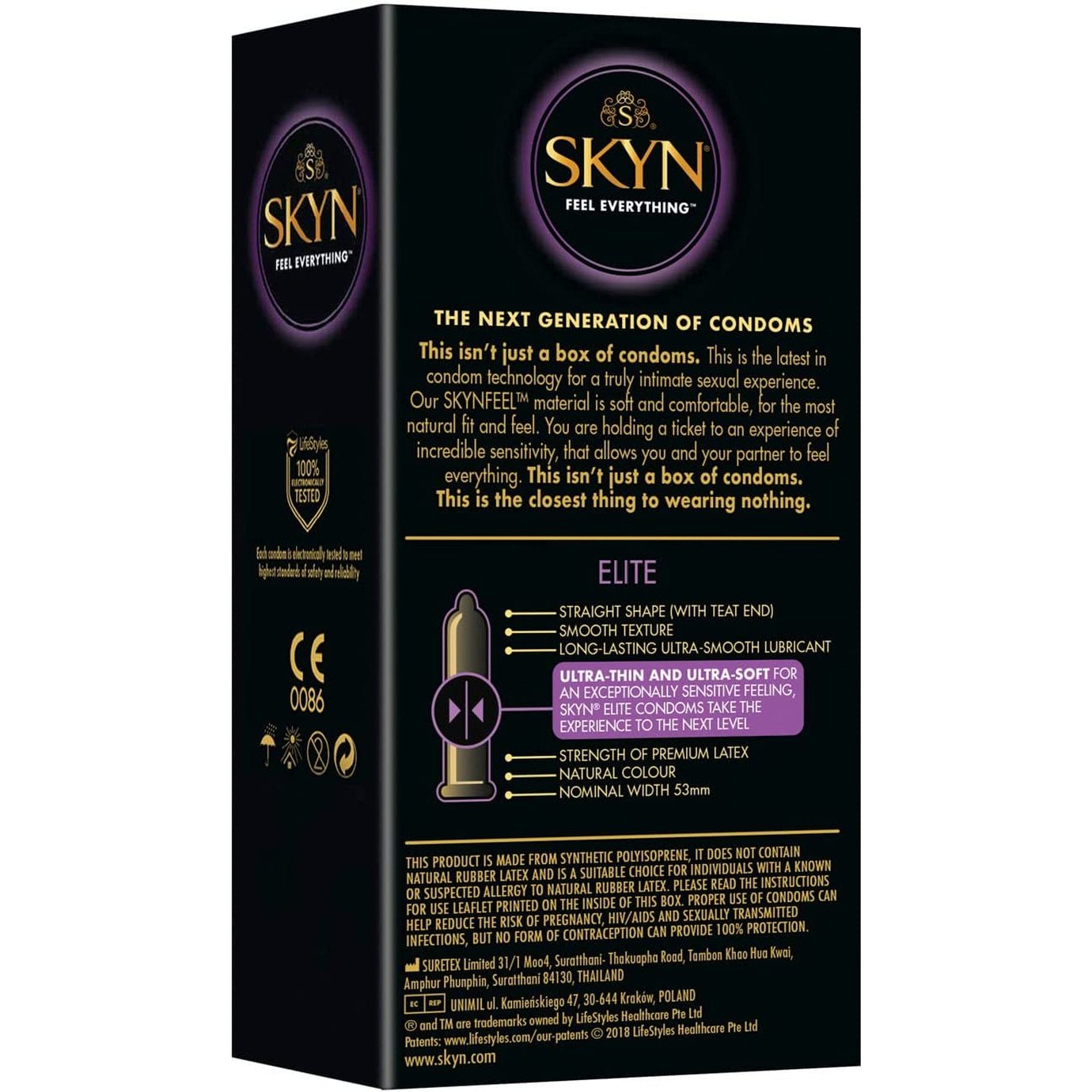 SKYN 200046 Elite Pack of Non-Latex Condoms, 1 X 10 Pieces Clear Store