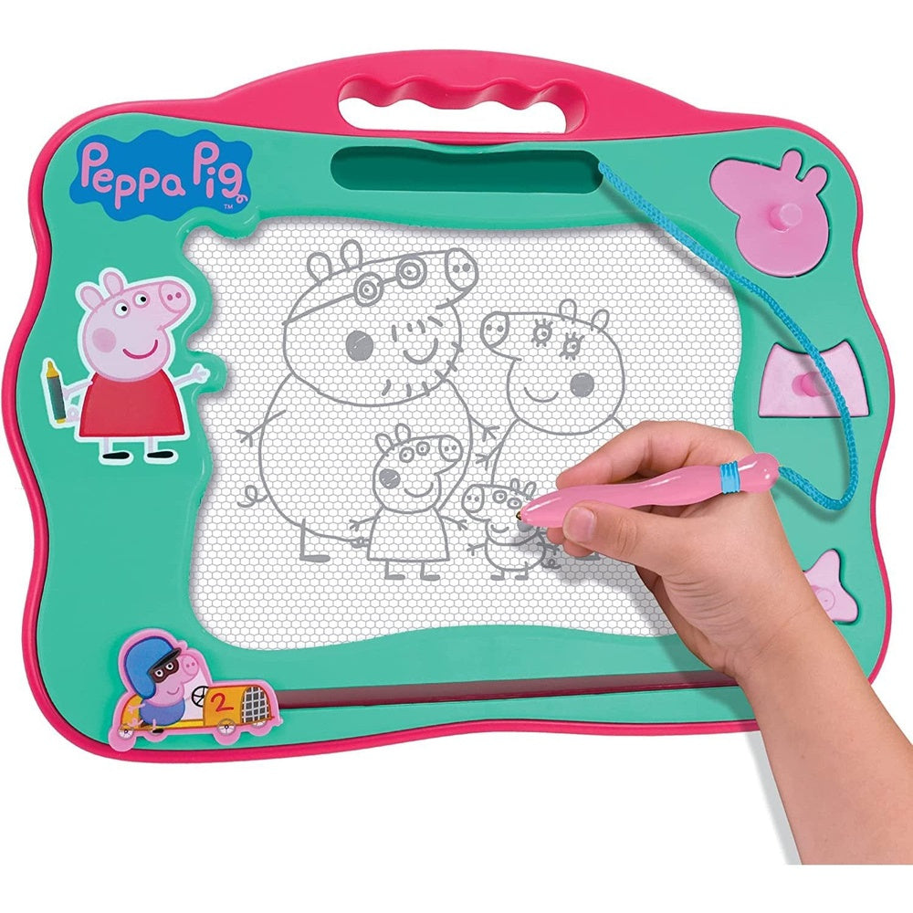 Peppa Pig Travel Magnetic Scribbler Pad with Pen and 3 Stamps, Draw and Erase with No Mess Clear Store