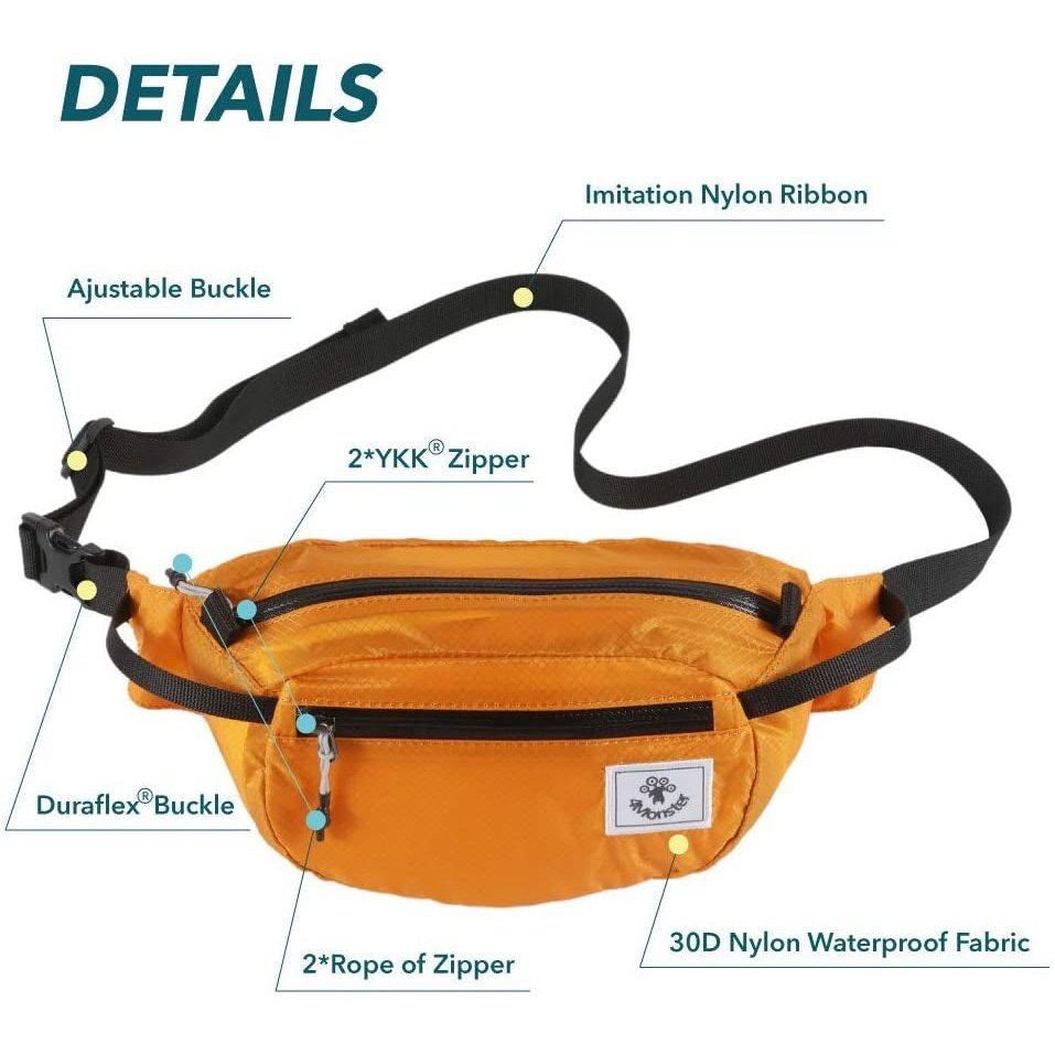 Foldable Waist Bum Bag with Adjustable Strap, Portable Bum Bag Super Lightweight, Water Resistant for Outdoor Clear Store