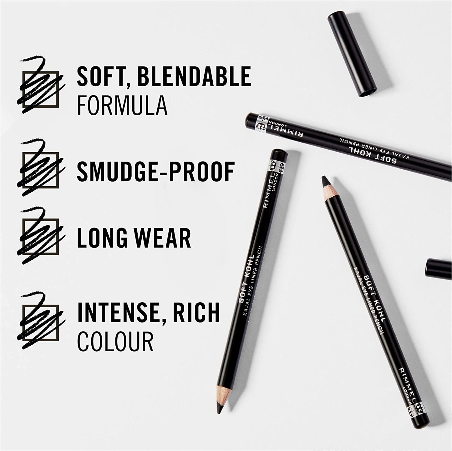 Rimmel London Soft Kohl Smudge-Proof Eyeliner Pencil, Jet Black, 1.2 G Clear Store