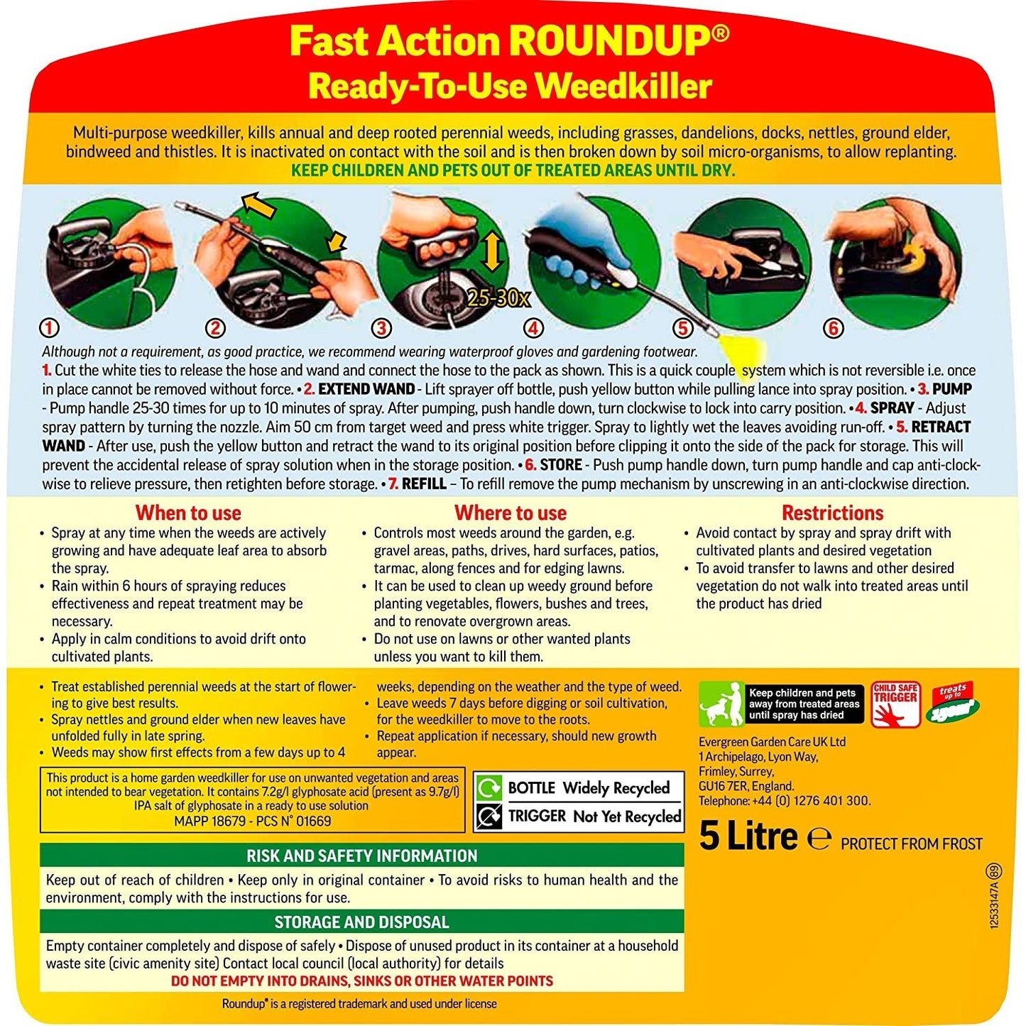 Fast Action Weedkiller Pump 'N Go Ready to Use Spray, 5 Litre