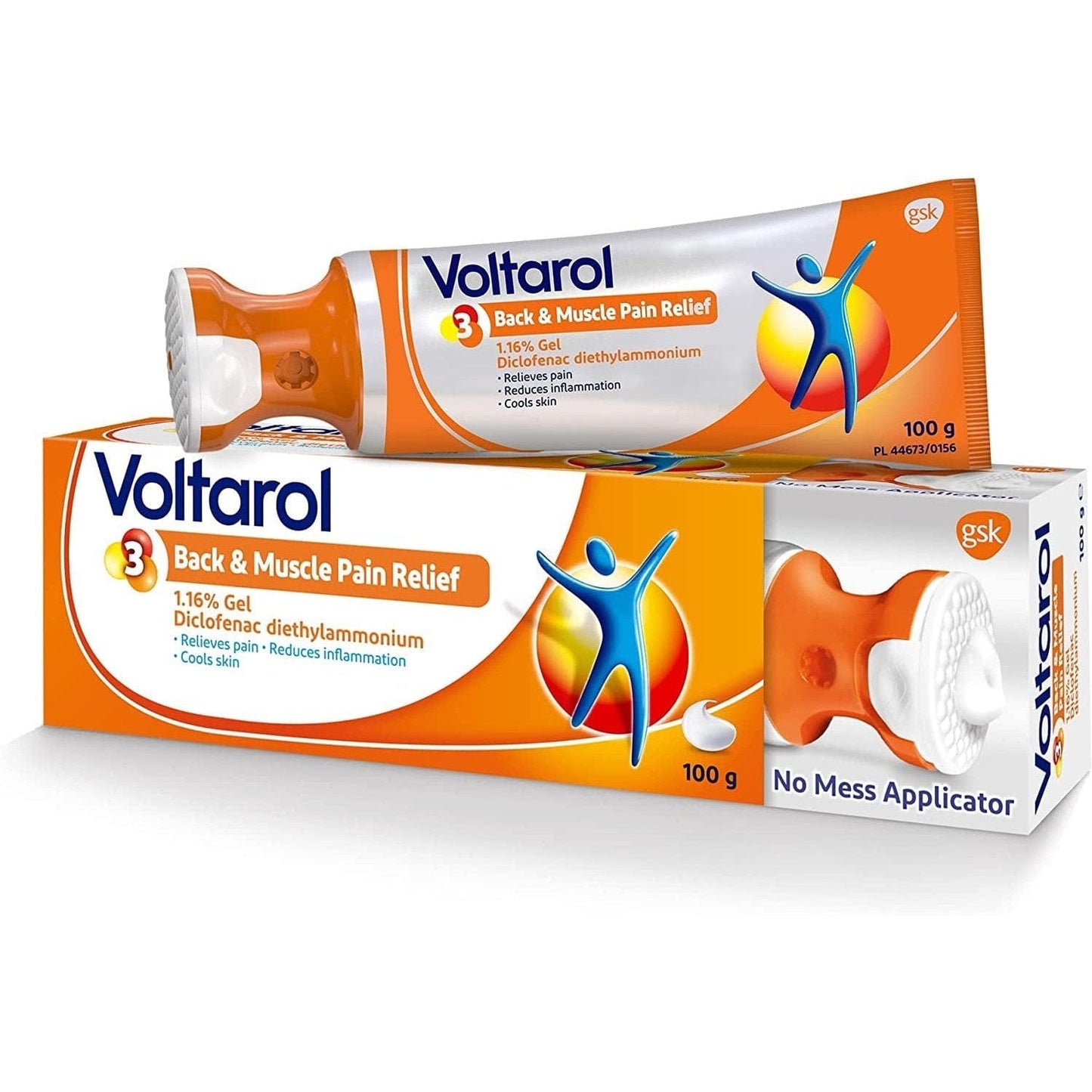 Voltarol Back & Muscle Pain Relief 1.16% Gel with No Mess Applicator, 100 G Clear Store