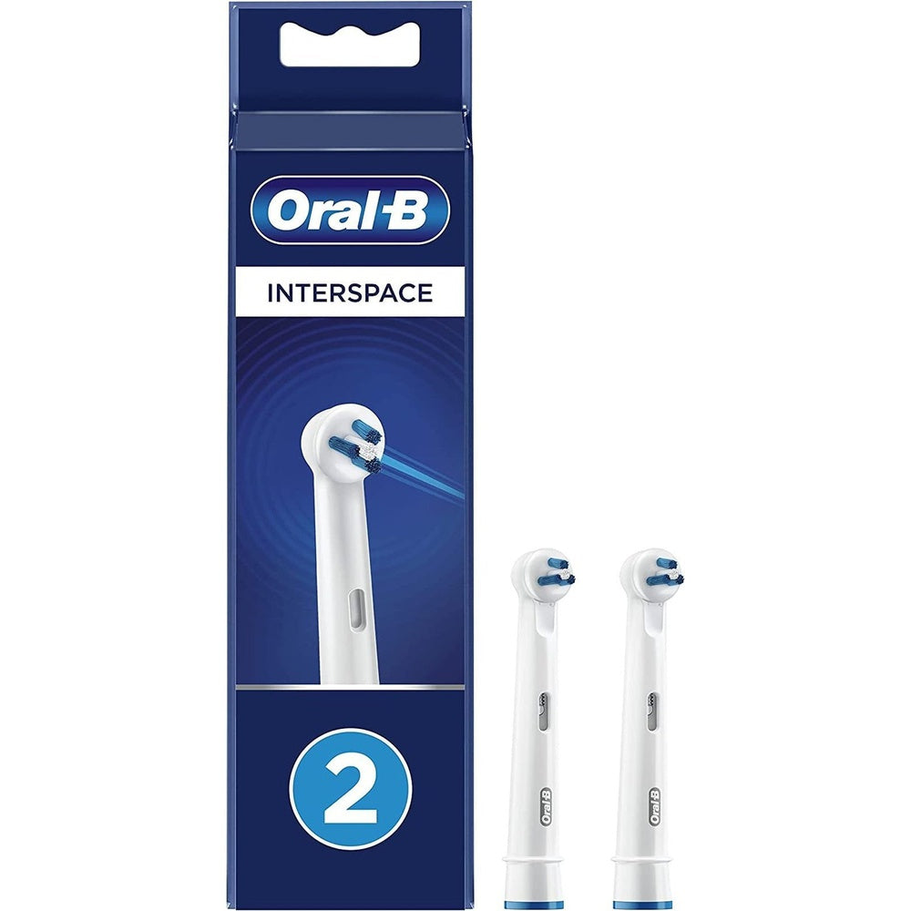 Oral-B Interspace Electric Toothbrush Head, Deep Plaque Remover, Pack of 2, Cleans between Teeth, White Clear Store