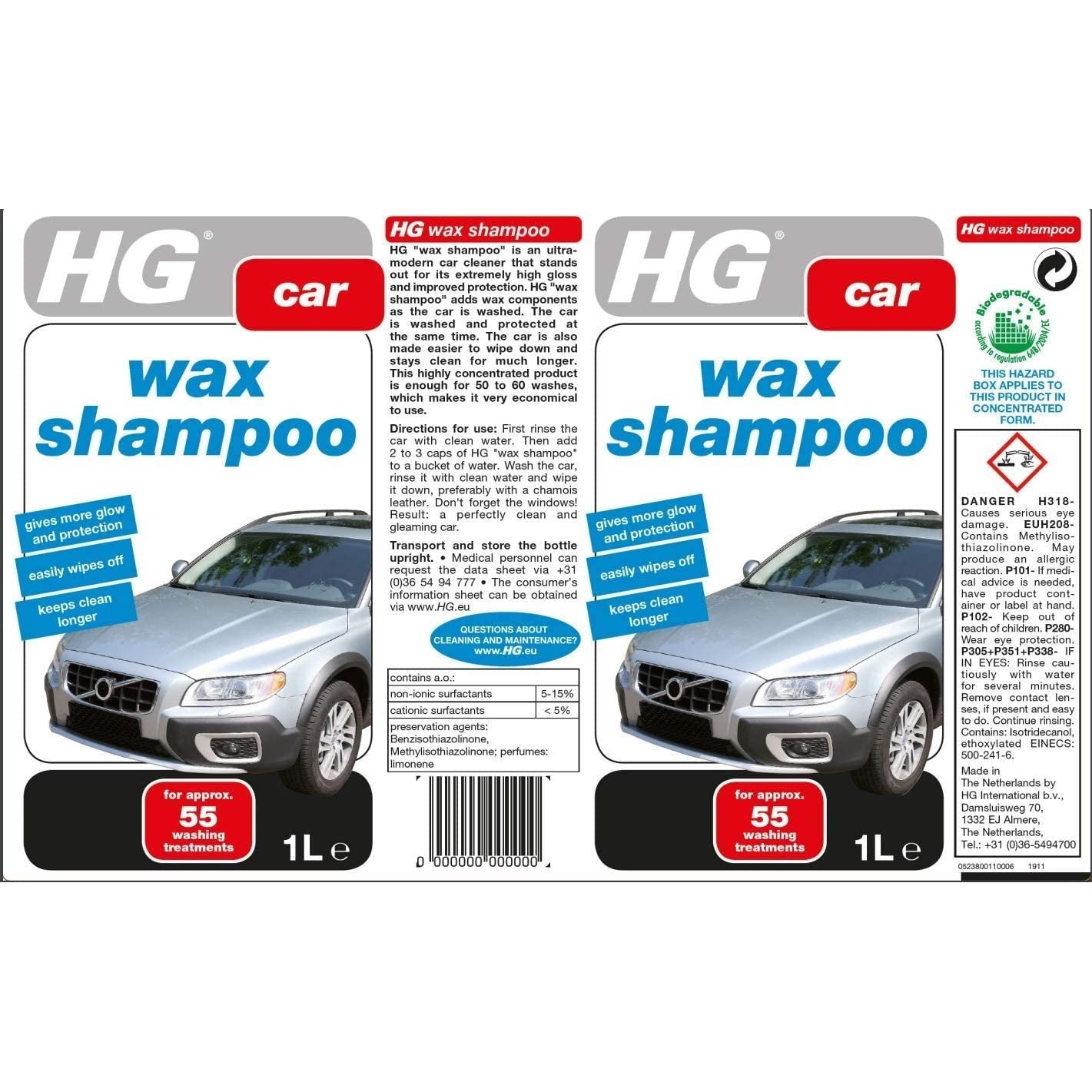 Car Cleaner and Protector, the Car Washing Shampoo with Wax, for Shine & Protection, Highly Concentrated 2-In-1 Protective Wash – 1 Litre (238100106)