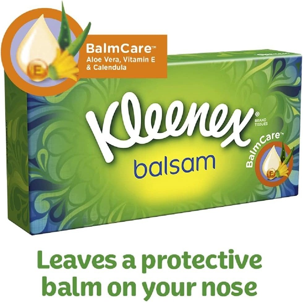 Kleenex Balsam Facial Tissues - Pack of 12 Tissue Boxes Clear Store