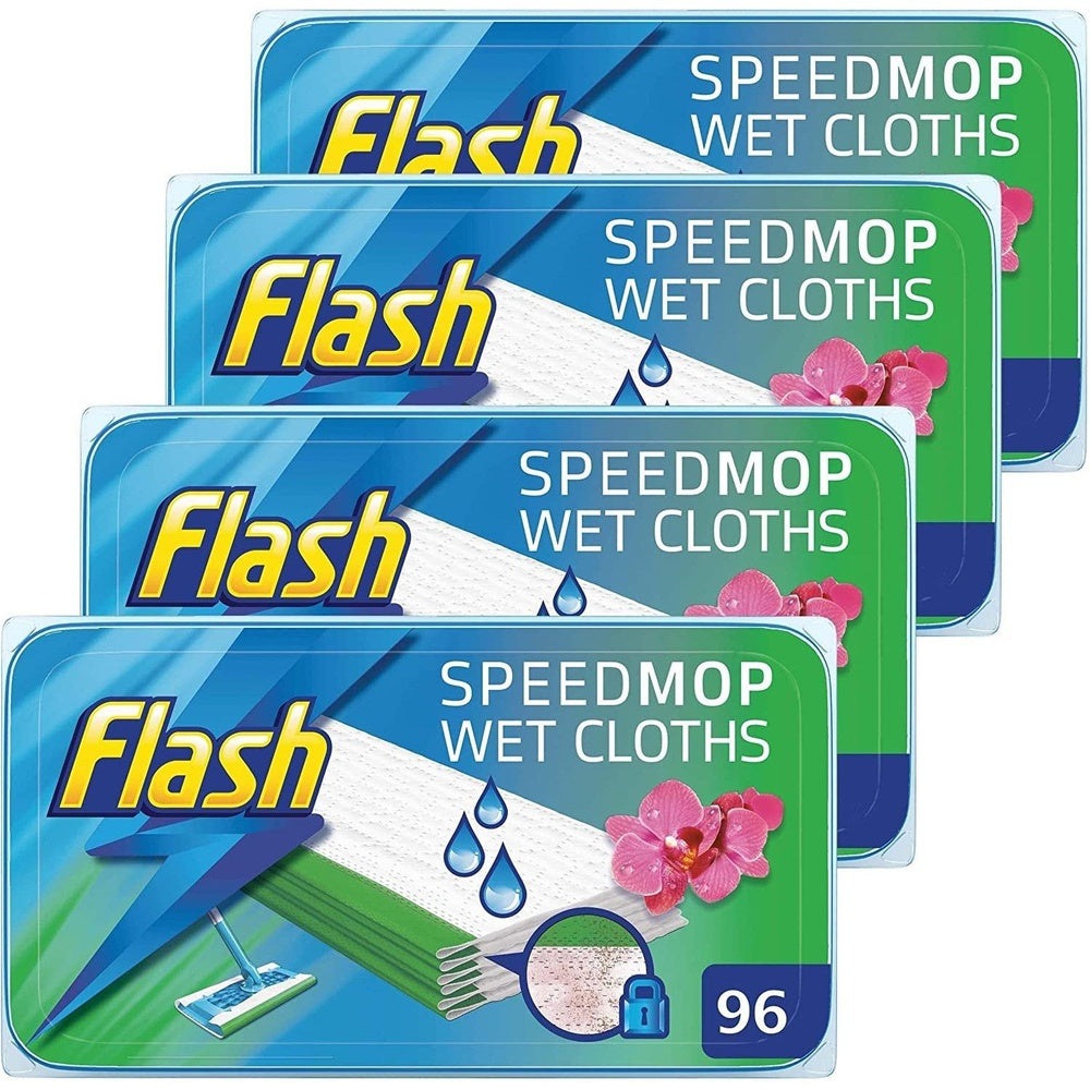 Speedmop Wet Cloth Refills, Floor Cleaner, Wild Orchid, 96 Count (24 X 4) Clear Store