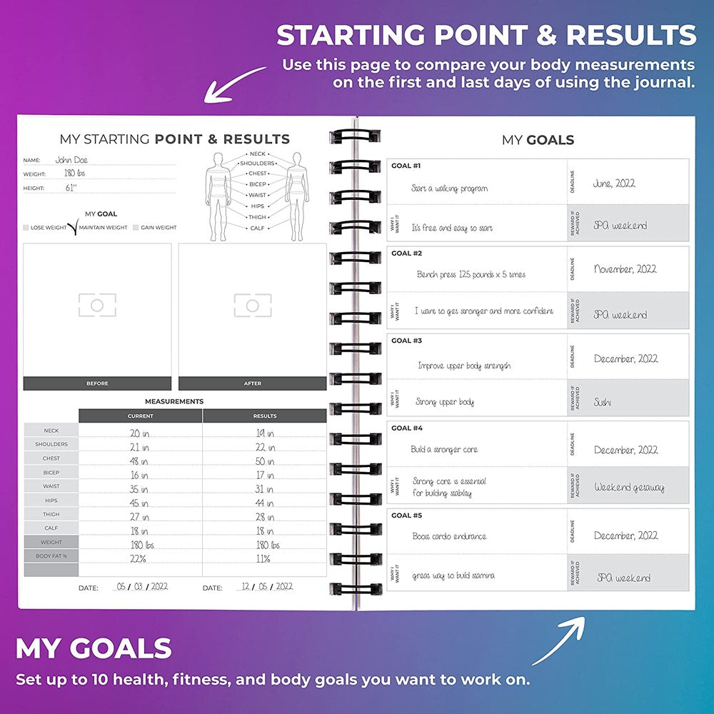 Fitness & Workout Journal/Planner Daily Exercise Log Book to Track Your Lifts A5 (Yellow & Pink) Clear Store