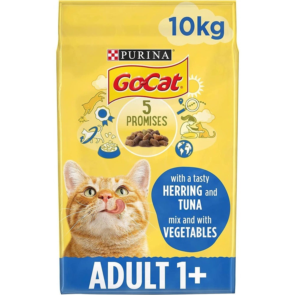 Purina GoCat Adult Tuna, Herring & Veg Dry Cat Food 10Kg Clear Store