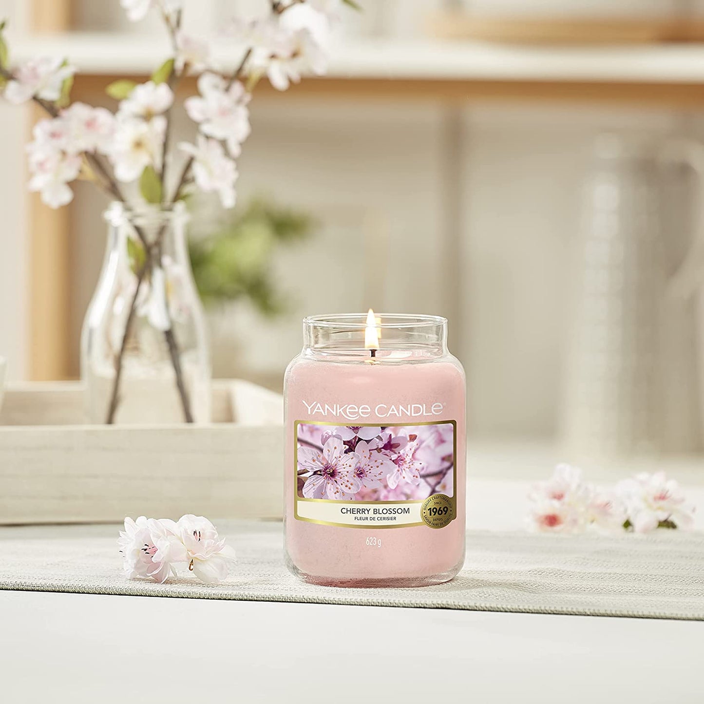 Scented Candle | Cherry Blossom Large Jar Candle | Long Burning Candles: up to 150 Hours | Perfect Gifts for Women Clear Store