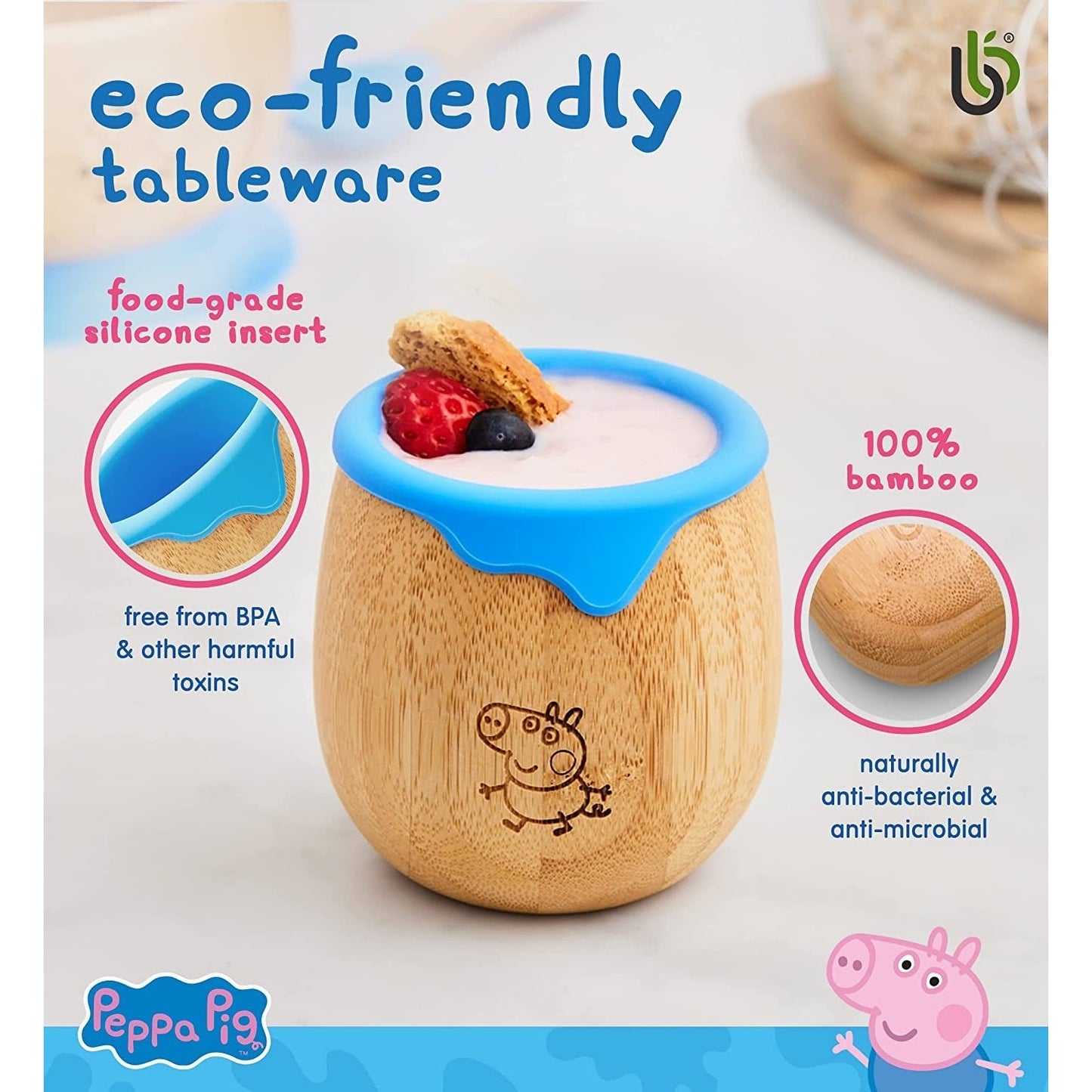 Peppa Pig Toddler Cup for Kids – 150Ml Bamboo Cup for Baby with Silicone Liner | Transition Sippy Cup | Snack Cup | Ideal for Baby-Led Weaning | Promotes Drinking and Oral Motor Skills (George Cup)