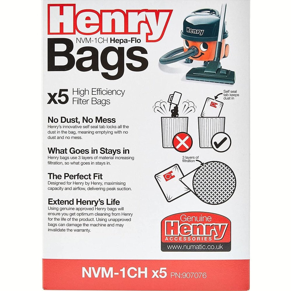 NVM-1CH/907076 Hepaflo Vacuum Bags, Pack of 5, White