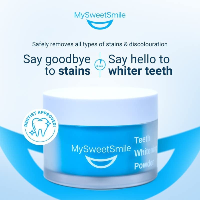 Teeth Whitening Powder - 6 Month Whitener Supply | Tea, Coffee, Wine & Smoking Stain Remover | Sensitivity & Pain Free Formula for a Bright Smile | Peroxide Free | Refreshing Mint Flavour