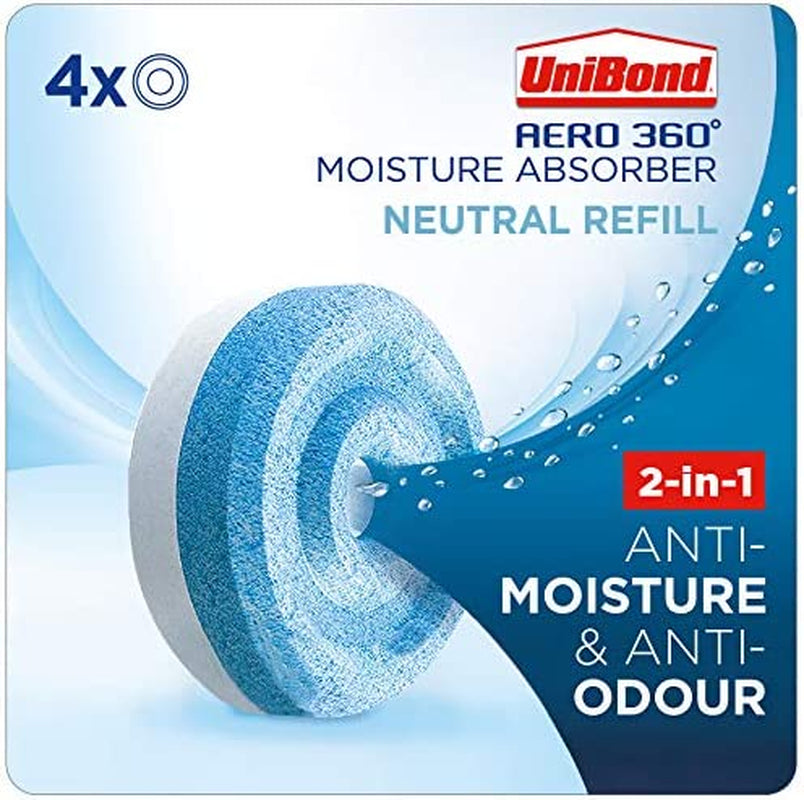 AERO 360° Moisture Absorber Neutral Refill Tab, Ultra-Absorbent and Odour-Neutralising, for AERO 360° Dehumidifier, Condensation Absorbers, 450 G ( Pack of 4)