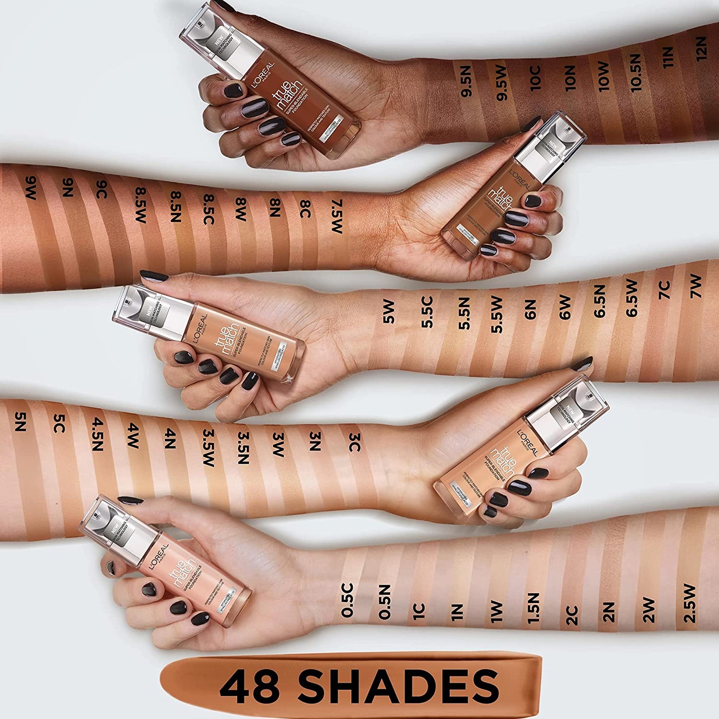 L'Oreal Paris True Match Liquid Foundation, Skincare Infused with Hyaluronic Acid, SPF 17, Available in 40 Shades, 1N Ivory, 30 Ml