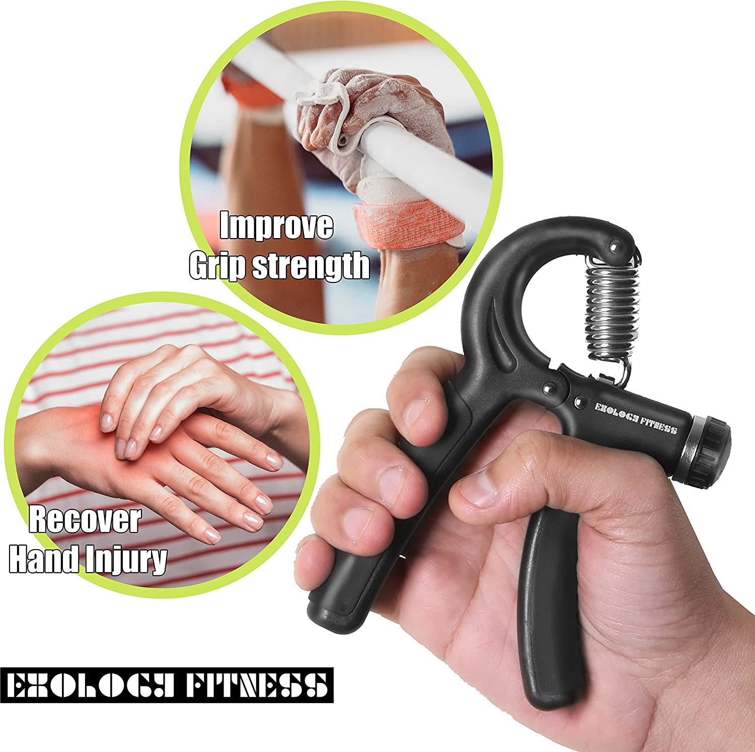 Grip Strengthener Exerciser 5-60 Kg – Adjustable Hand Grips Strengthener with Stainless Steel Spring for Strong Wrists, Fingers, Forearm, Hands Clear Store