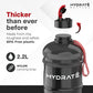 XL Water Bottle Jug 2.2 Litre , Leak Proof Big Water Bottle Ideal for Gym, Black Clear Store