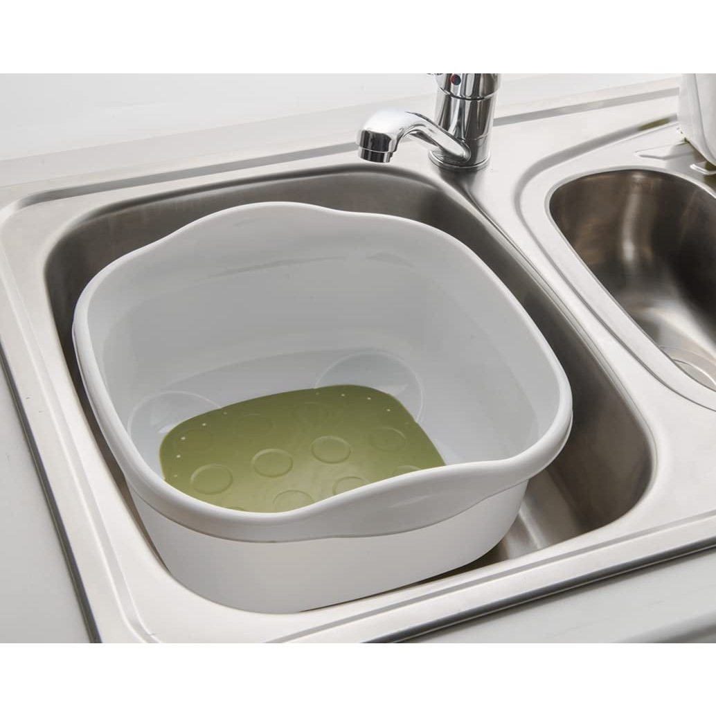 Soft Touch Washing up Bowl, White/ Grass Green, 9L Clear Store