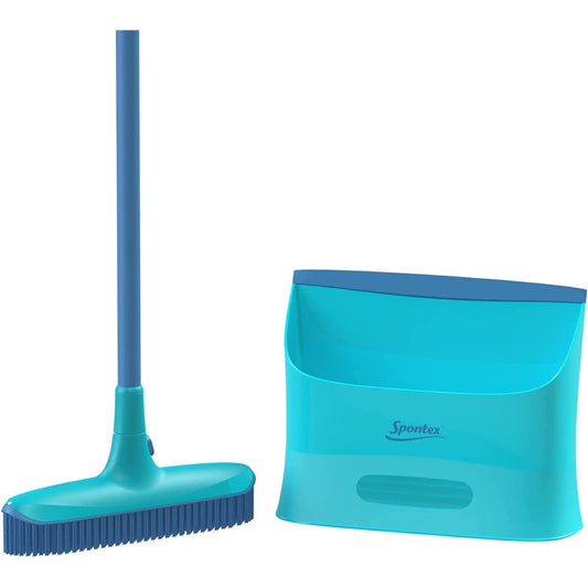 Catch and Clean Indoor Rubber Broom and Dustpan Clear Store