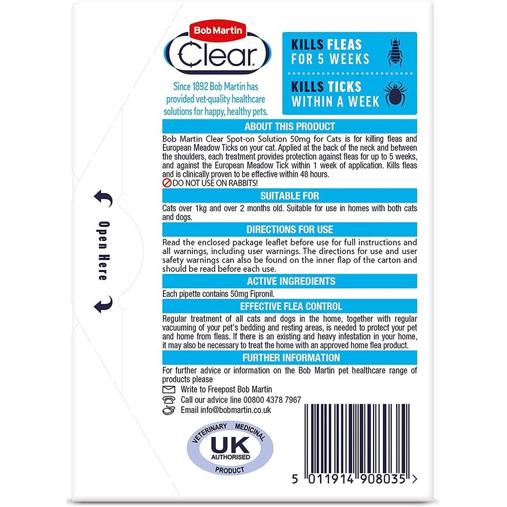 Cats & Ferrets Treatment Spot on Flea,15 Week Protection 3 Pipettes Clear Store Clear Store