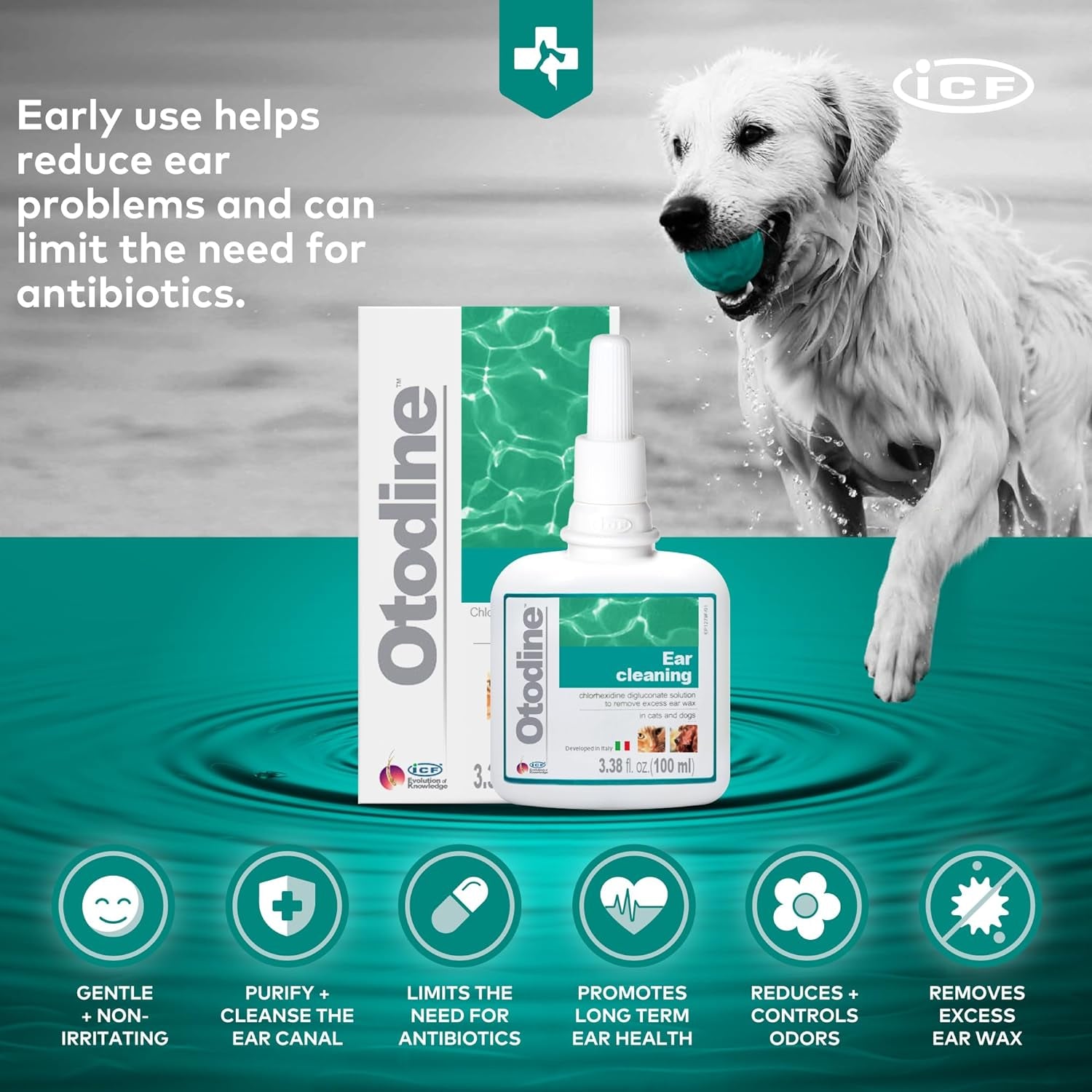 Otodine | Cat and Dog Ear Cleaner | Dog Ear Drops to Stop Wax Build Up, Head Shaking, Discomfort, Ear Odour & Scratching | Cat and Dog Ear Cleaning Solution | Dropper Bottle 100Ml