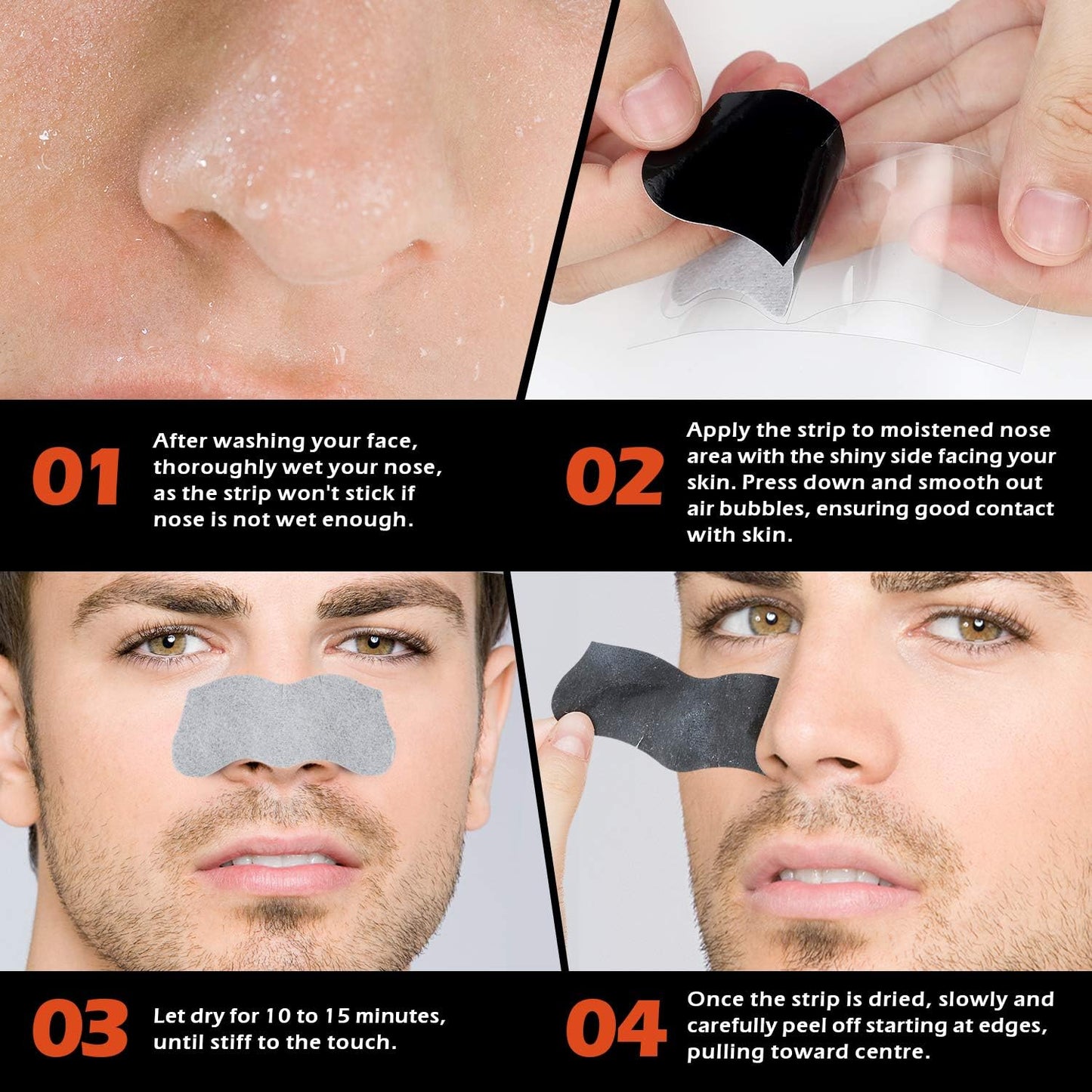 Men Blackhead Remover Pore Strips -70 (Strips) -Charcoal Nose Strips for Blackhead Removal - Large Size for Nose+Face