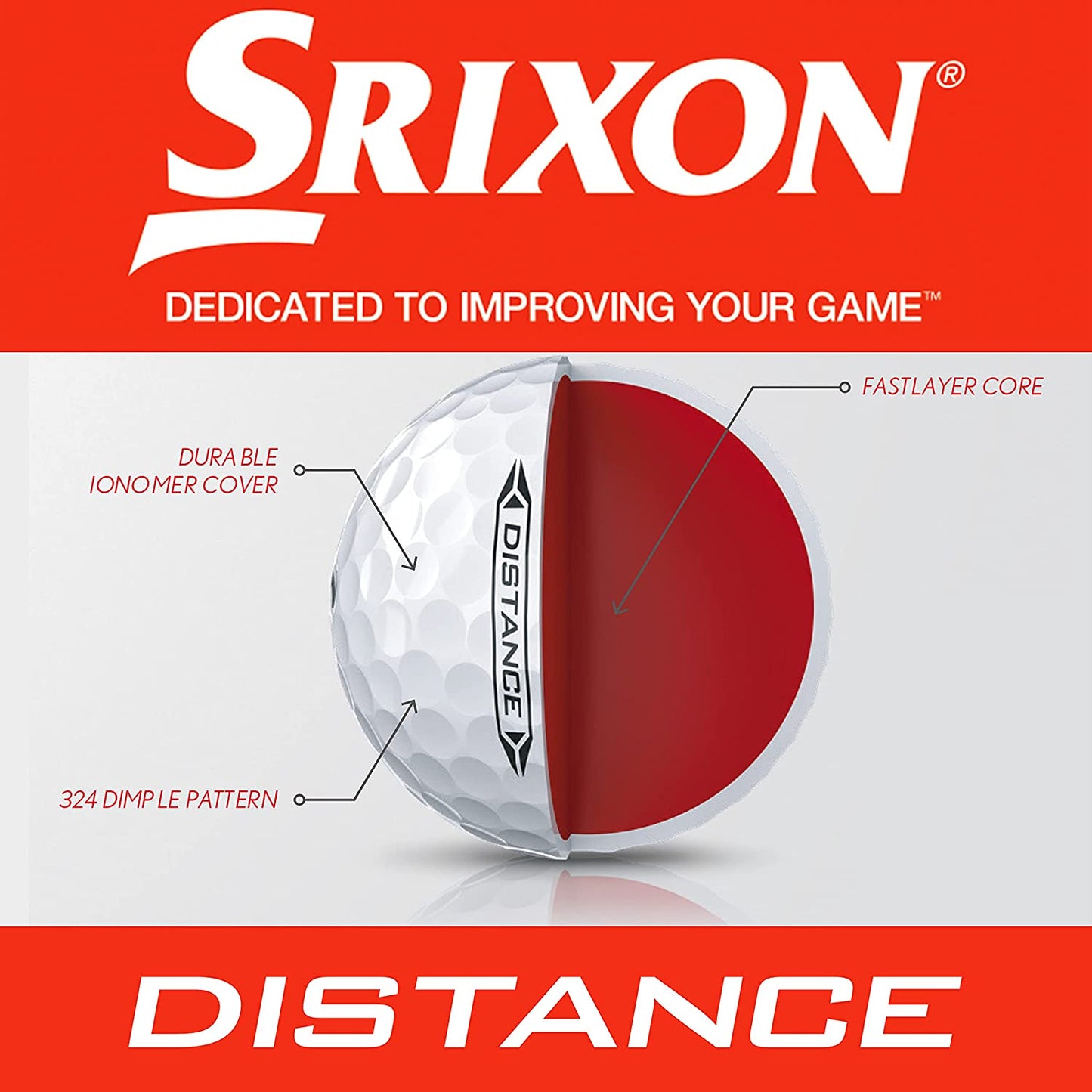 Distance 10 {NEW MODEL} - Dozen Golf Balls - High Velocity and Responsive Feel - Resistant and Durable - Premium Golf Accessories and Golf Gifts