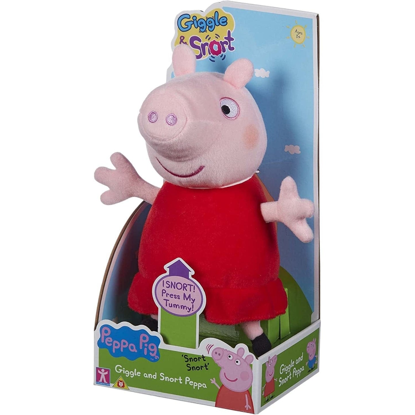 Peppa Pig Giggle and Snort Soft Toy, Squeeze Peppa’S Tummy, Classic Peppa Pig Styling, 20cm Tall Clear Store