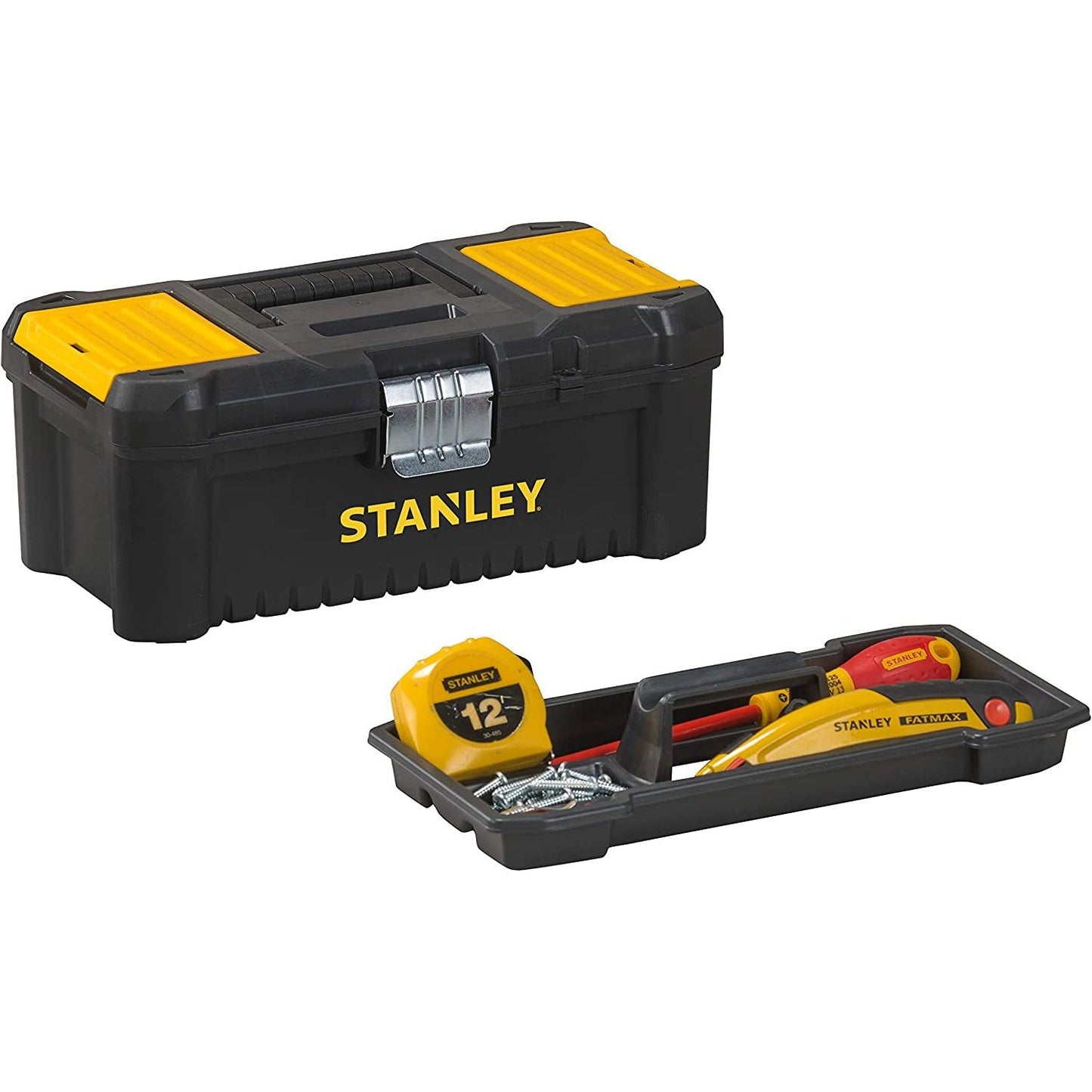 Stanley Low Essential Tool Box, Black/Yellow, 12.5-Inch Clear Store