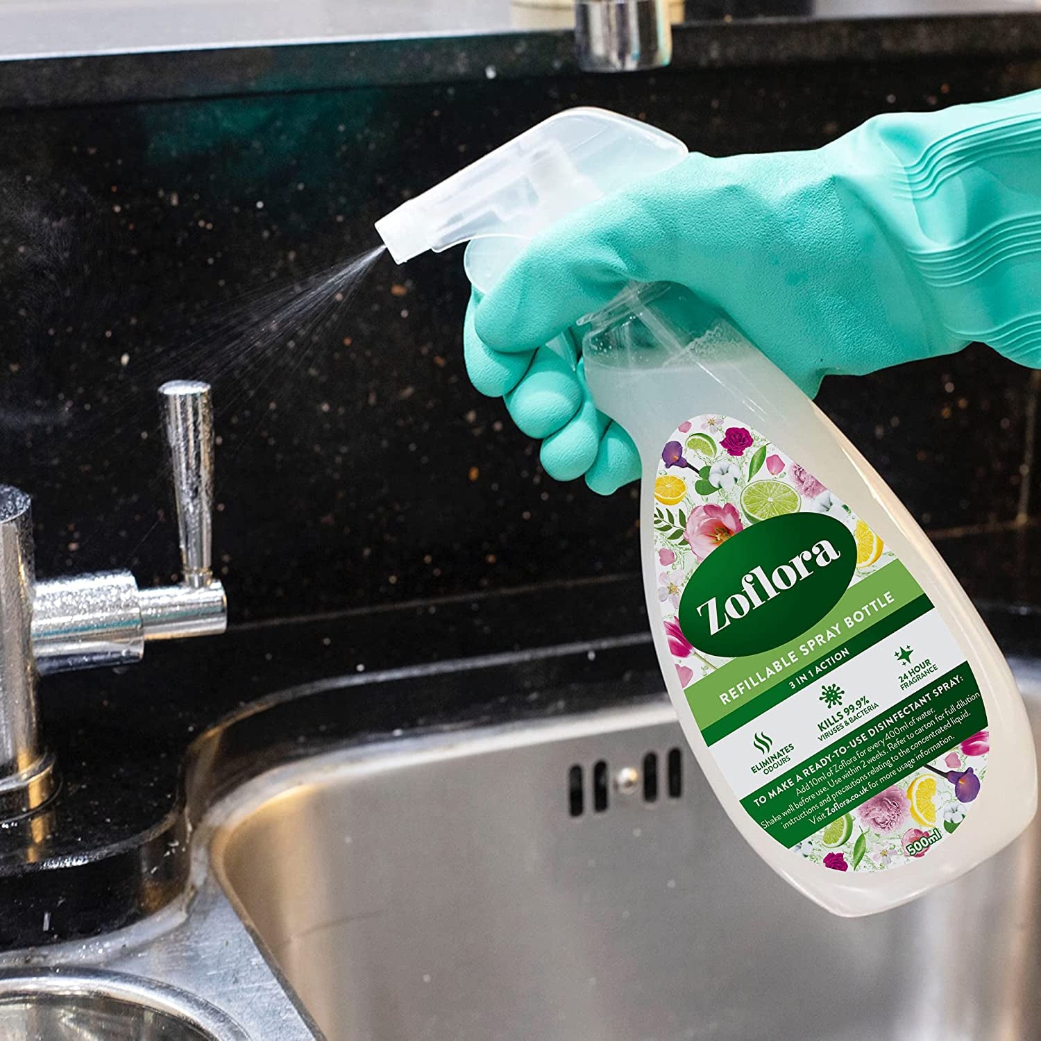 Concentrated 3-In-1 Multipurpose Disinfectant  Zoflora Linen Fresh 500ml, Kills 99.9% of Bacteria & Viruses Clear Store