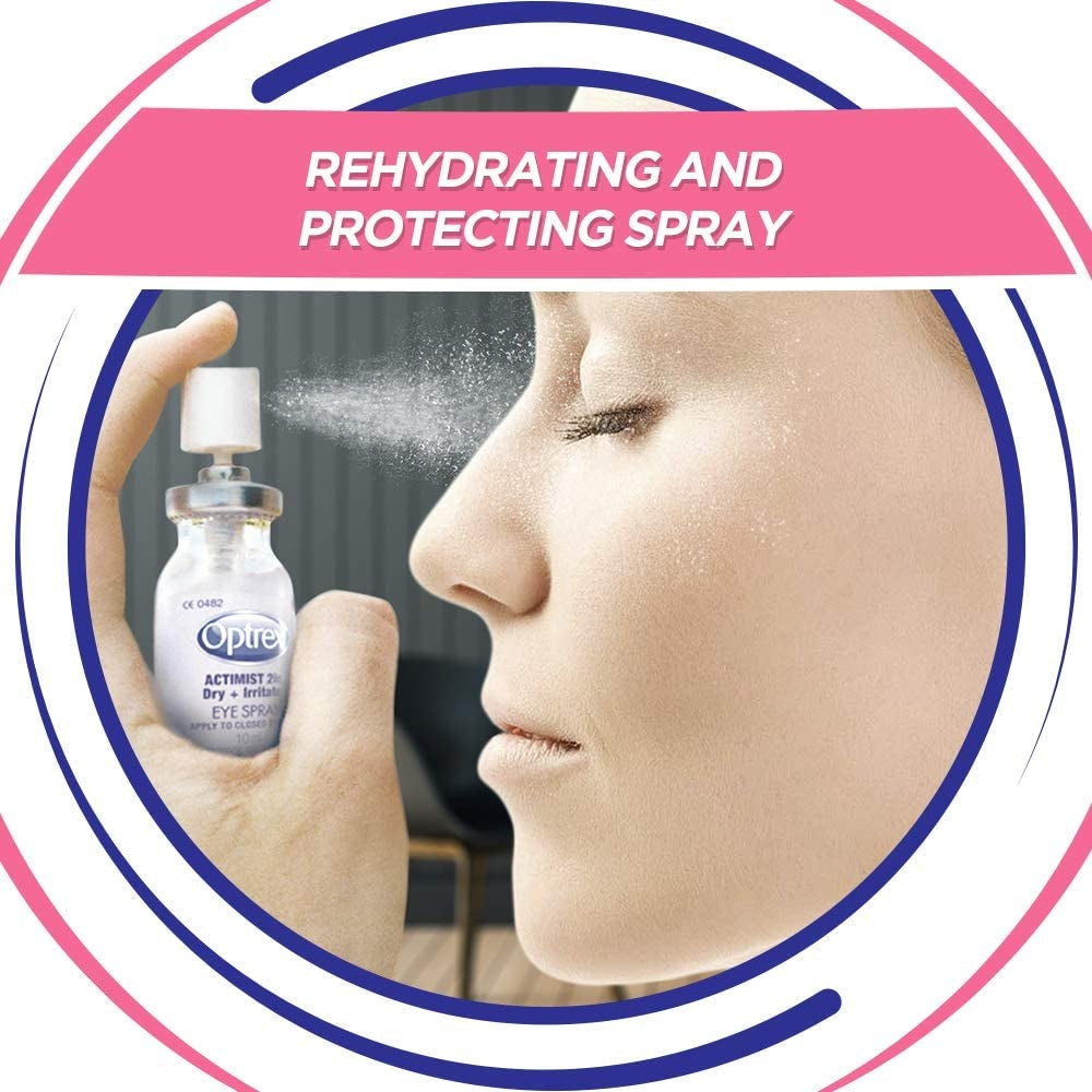 Optrex Actimist Double Action Eye Spray for Dry and Irritated Eyes, Rehydrate and Protect Eye Spray, Long Lasting Relief, 10 Ml (Pack of 1) Clear Store