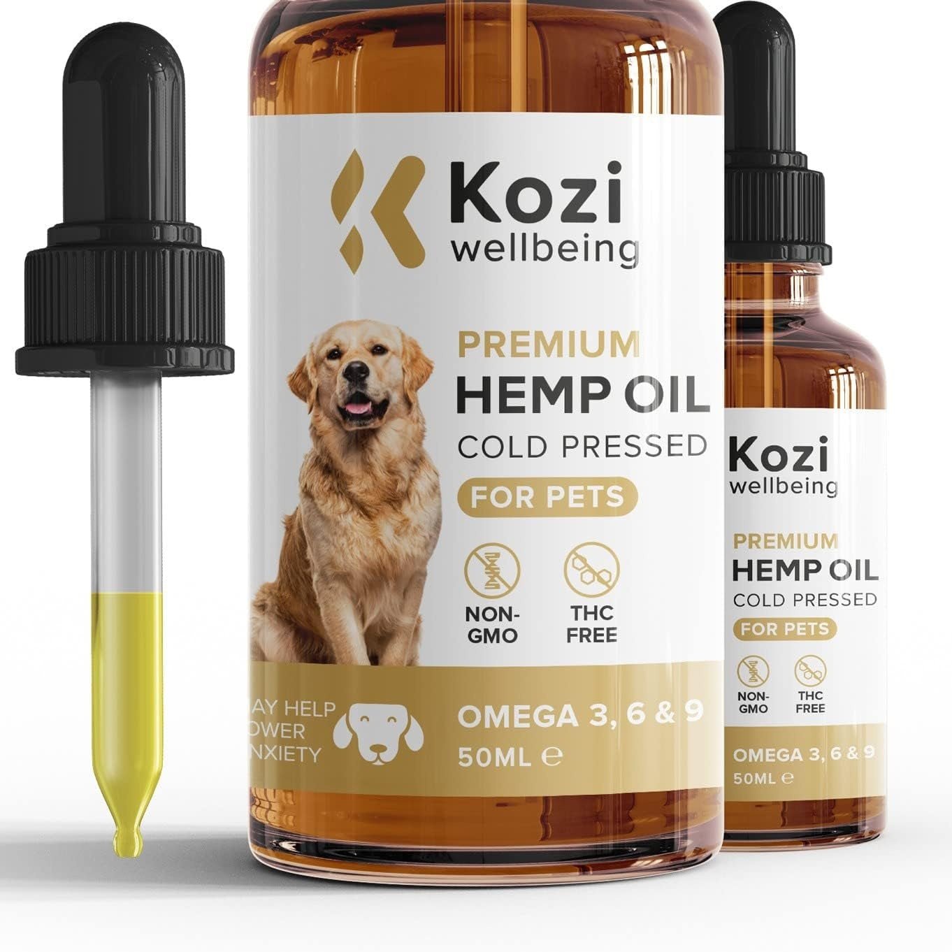 Hemp Oil for Dogs UK - Large 50Ml Bottle - Rich in Omega 3, 6, 9 - Made in UK - Wellbeing Products for Pets (Dogs and Cats)