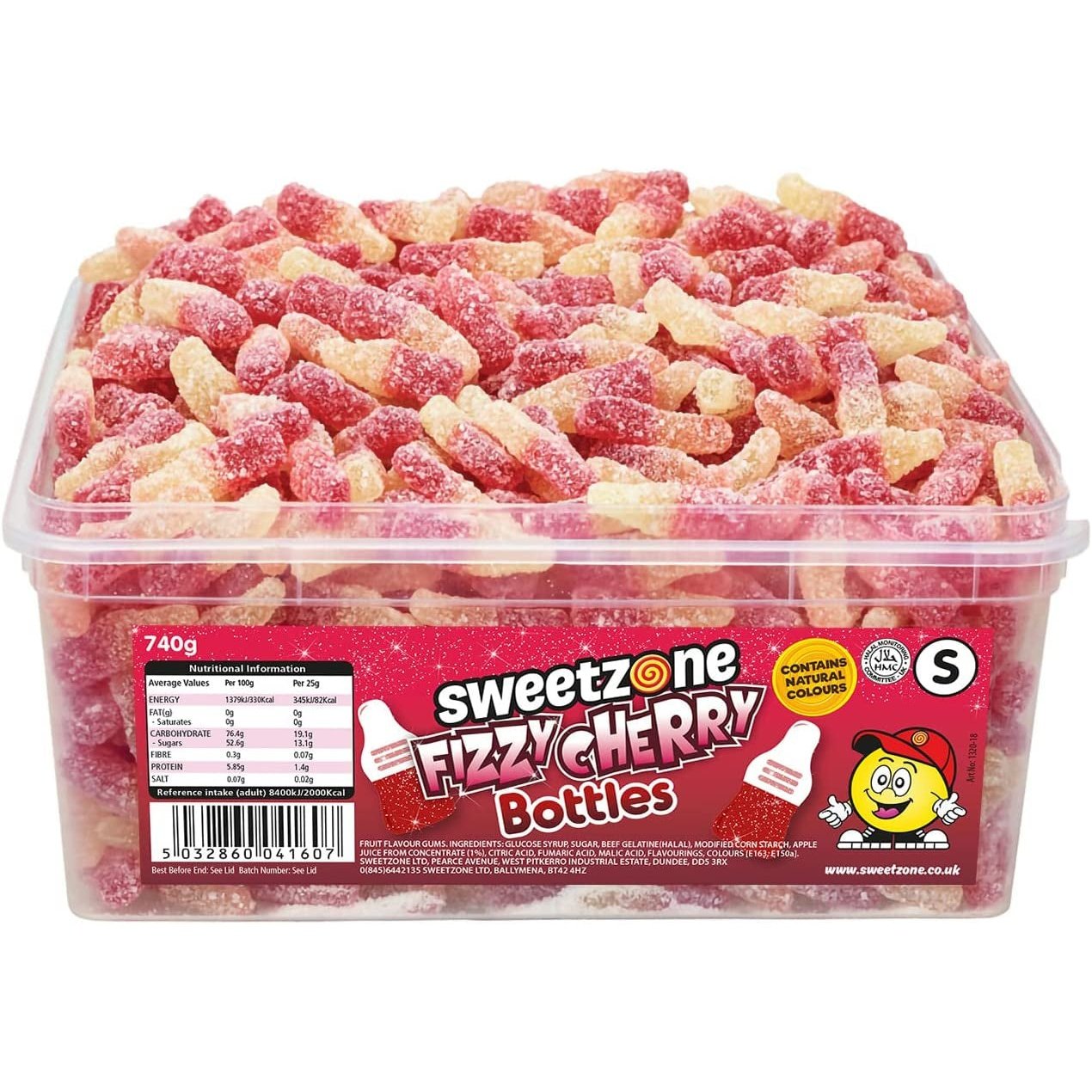 Sweetzone 100% Halal Jelly Sweets - Fizzy Cherry Cola Bottles Tub