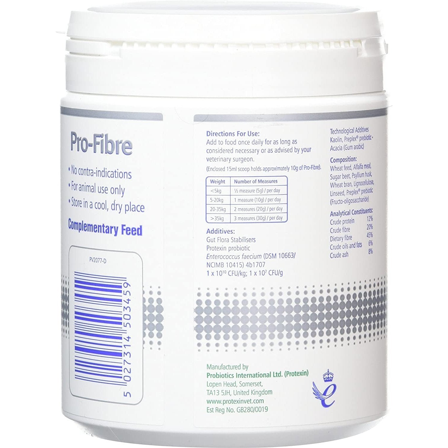 Veterinary Pro-Fibre for Dogs and Cats, 500G,Green Brown Clear Store