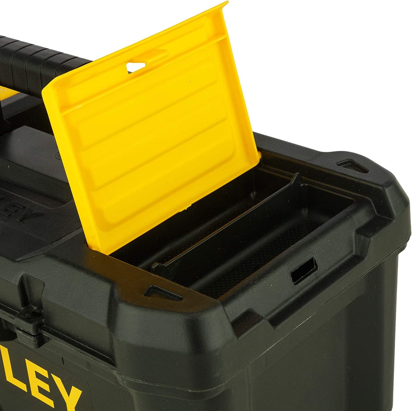 Stanley Low Essential Tool Box, Black/Yellow, 12.5-Inch Clear Store