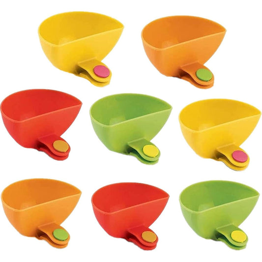 8 Pcs Dip Clips Dip Holders Tomato Sauce Salt Vinegar Sugar Flavor Spices Dip Container Bowl, Assorted Colors