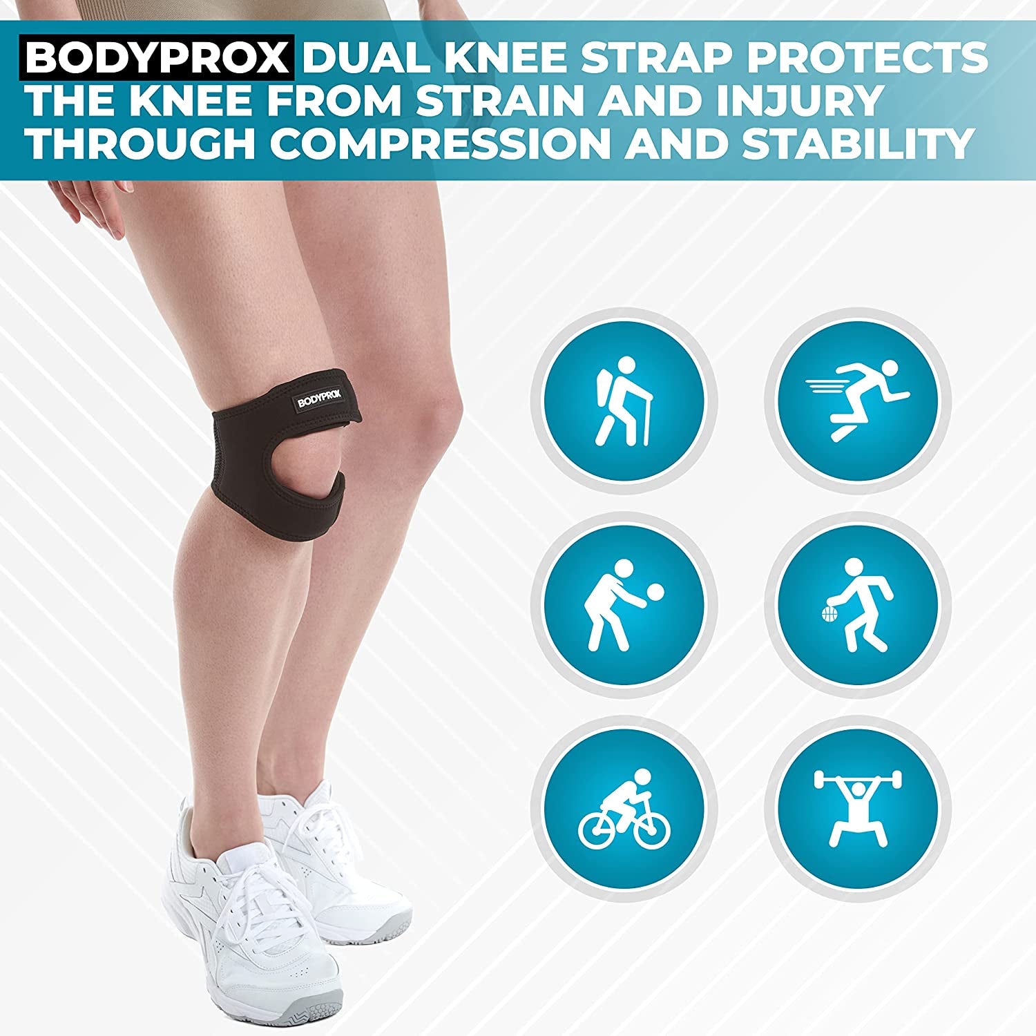 Patellar Tendon Support Strap Large, Knee Pain Relief Adjustable Neoprene Knee Strap Clear Store