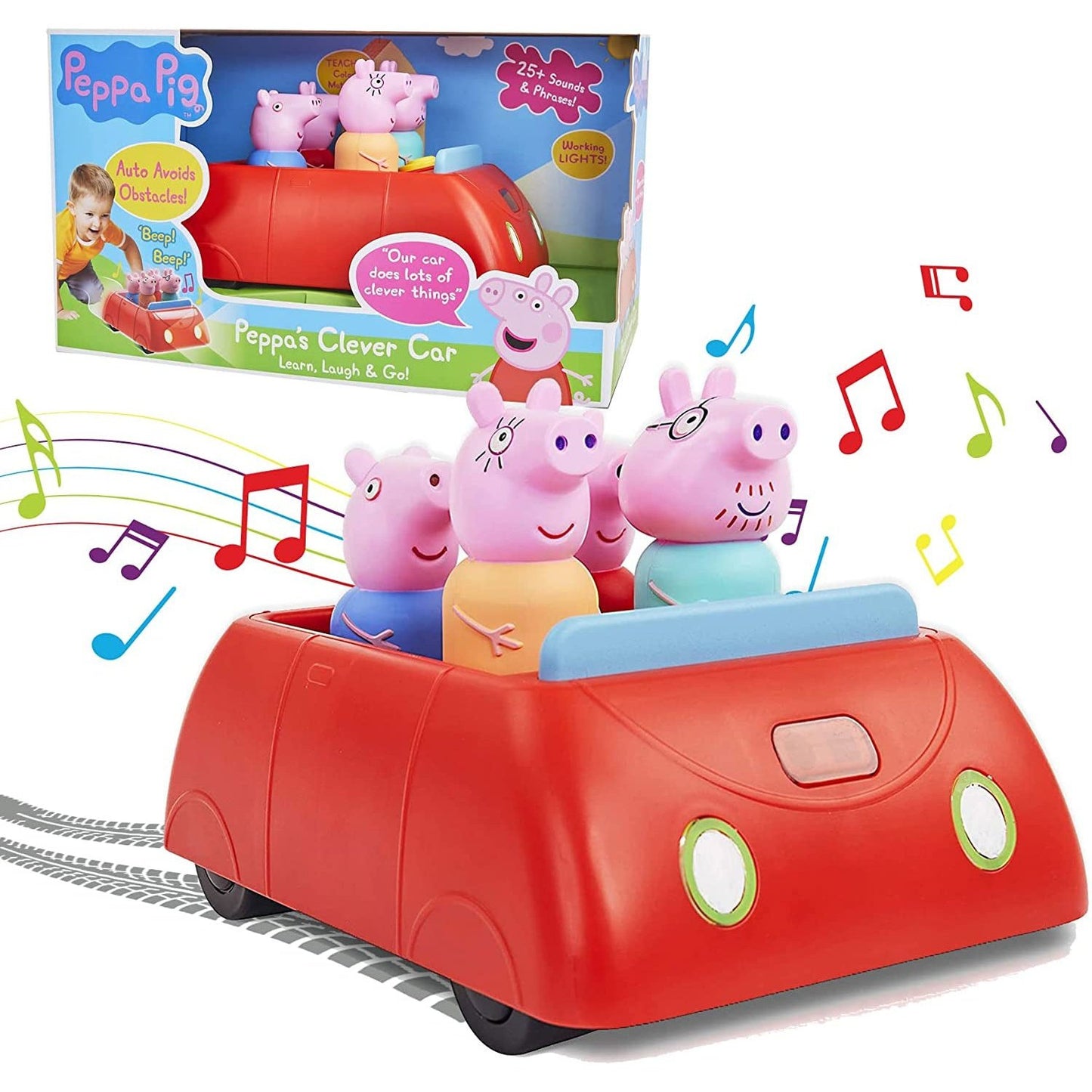 Peppa Pig'S Clever Car Interactive Pre-School Toy with Lights and Sounds, Motorised Vehicle with Collision Avoidance Sensors Clear Store