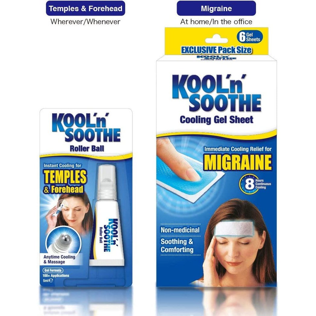 Kool'N'Soothe Cooling Gel Sheet Migraine 6 Gel Sheets Clear Store