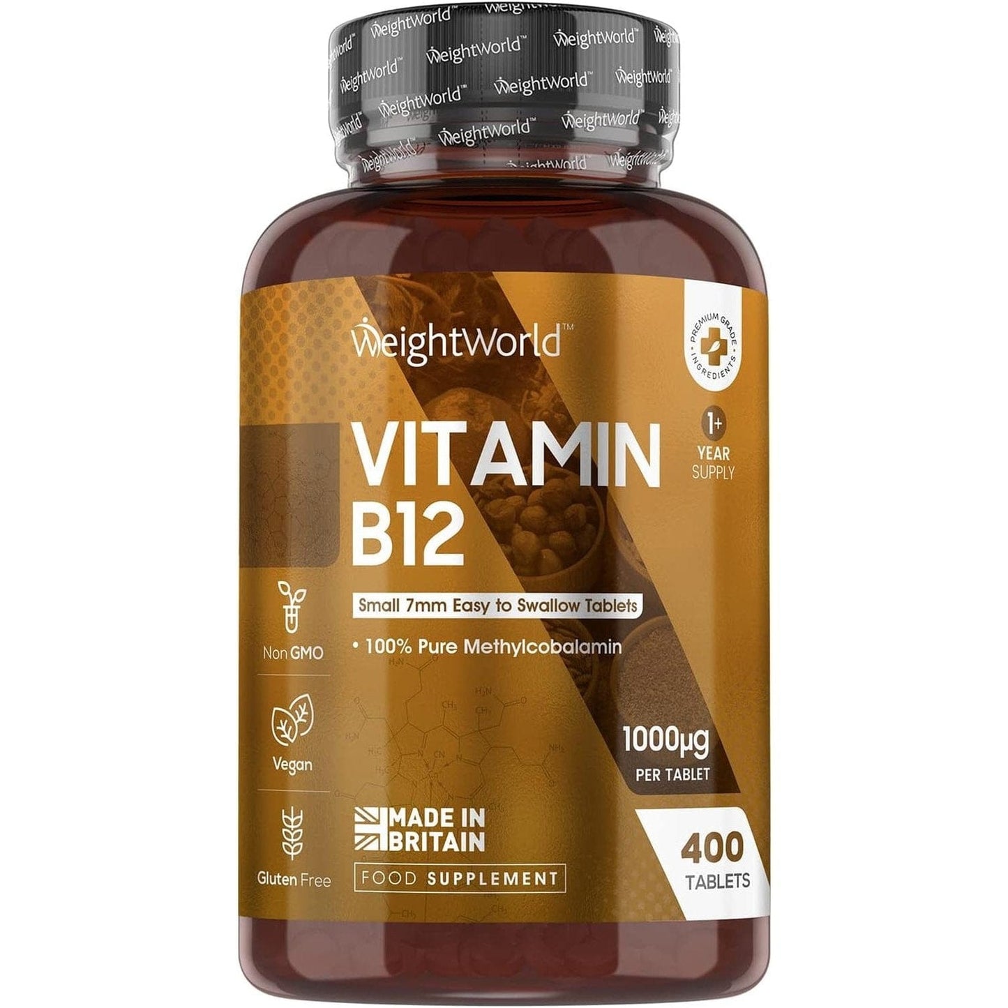 Vitamin B12 Tablets High Strength – 1000Mcg Vegan B12 Supplement, 400 Tablets, Tiredness and Fatigue Tablets GMP Approved Clear Store