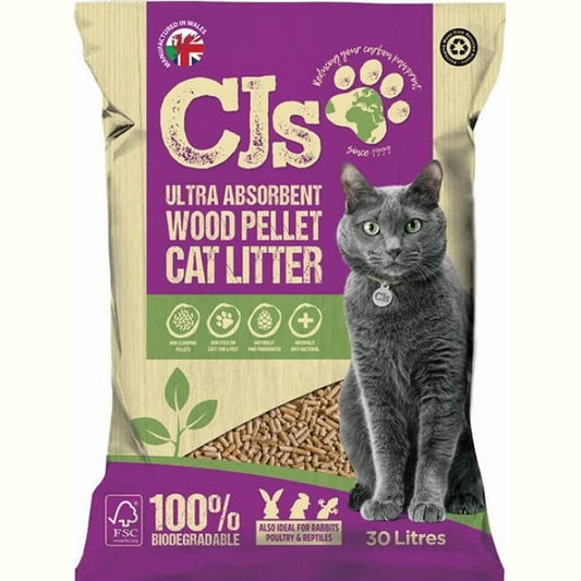 Premium Cat Litter Ultra Absorbent Wood Pellets, Biodegradable, 30 L